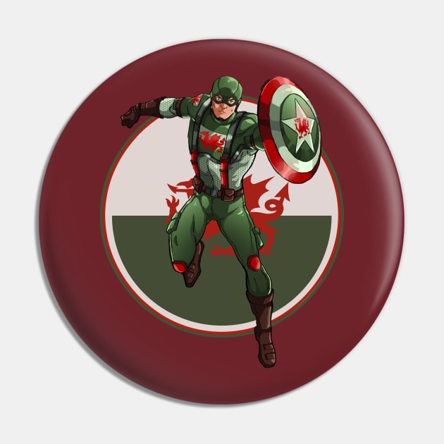 Captain Cymru, Welsh Avenger Pin by Teessential