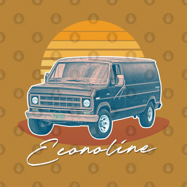 Retro Ford Econoline Faded Retro Sunset Design by DankFutura