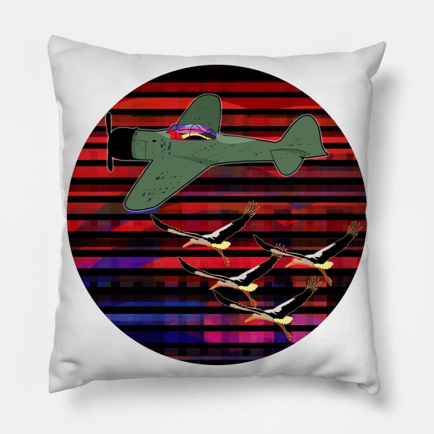 Airplane and Storks Pillow by momomoma