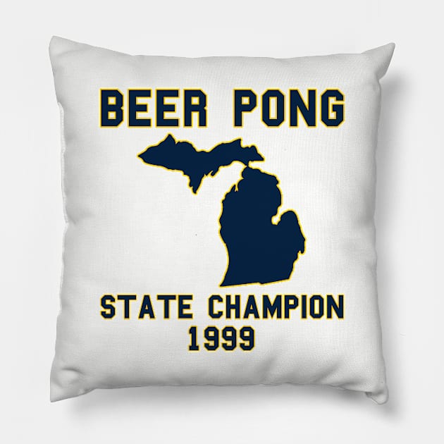 Vintage Michigan Beer Pong State Champion Pillow by fearcity