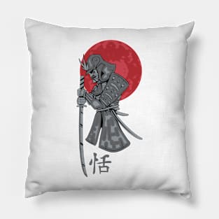 Moonlight Samurai: Forged Warrior Under Silver Sky (Katana & Armor) Pillow