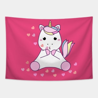 Baby unicorn and kisses Tapestry