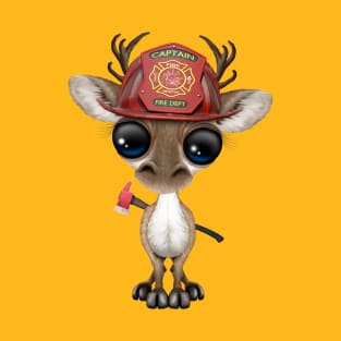 Cute Baby Reindeer Firefighter T-Shirt