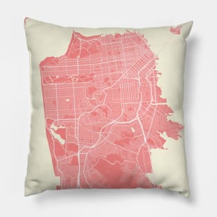 San Francisco City Map Pink & Yellow Pillow