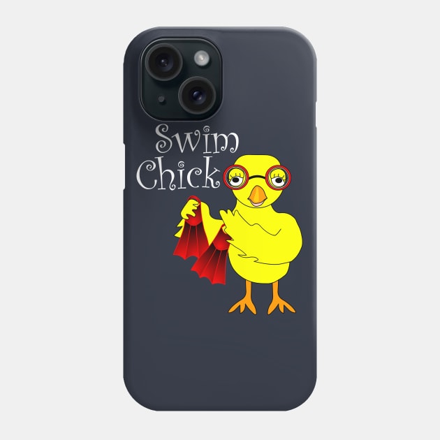 Swim Chick White Text Phone Case by Barthol Graphics