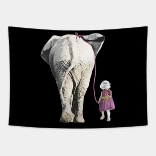 Animals lovers, a lovely story of friendship between a child and an elephant Tapestry