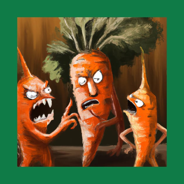 Angry Carrots Argue at a Vegetable Meeting by Star Scrunch