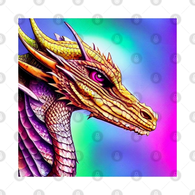 Purple and Gold Fairy Dragon in a Rainbow by Dragynrain