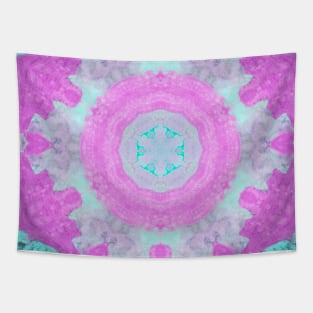 Pink and Blue Icy Holiday Christmas Snowflake Tapestry