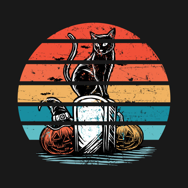Cat Shirt Jack O Lantern Retro Style Halloween T Shirt Retro Cat