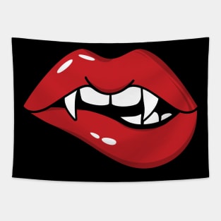 Vampire lips with Fang Tapestry