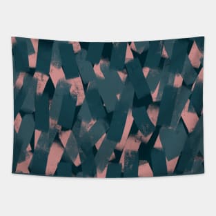 Shades of Dark Green and Blush Pink Smudgy Brush Strokes Tapestry
