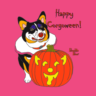 Bookie Boo the Corgi Clown - Happy Corgoween T-Shirt