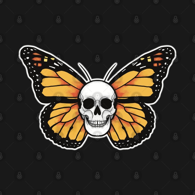 Skull Monarch Butterfly by Bessette Art