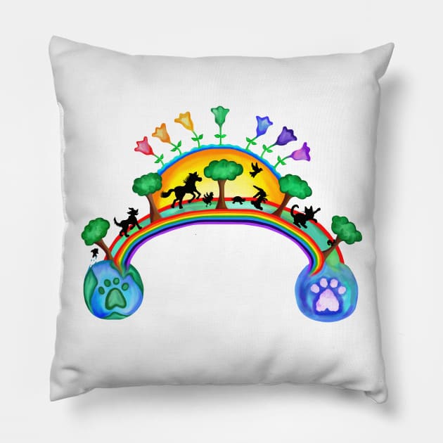 Pet Rainbow Bridge Journey Pillow by Art by Deborah Camp