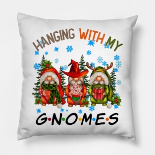 Funny Christmas Gnome Hanging With My Gnomies Family Pajamas Pillow