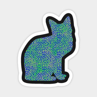 Sitting Cat in Blue Lime Leopard Print Magnet