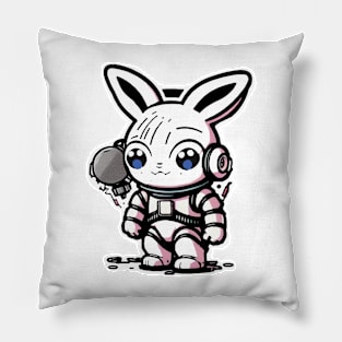 Cute Pink Space Bunny Pillow