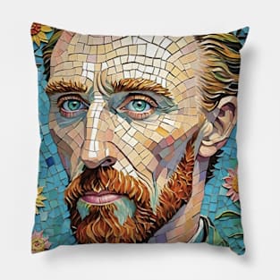 Sunflowers Mosaic: Van Gogh Inspired Portrait Pillow