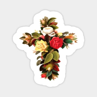 Easter Christian Cross Of Roses Cut Out Magnet