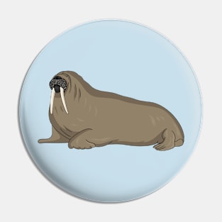 Walrus cartoon illustration Pin