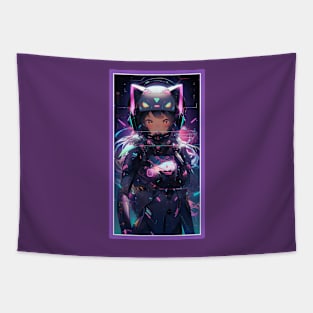 Anime Sci-Fi Cat Girl | Quality Anime Girl Artwork | Manga Girl Anime Art Tapestry