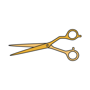 Gold Hairdressing Scissors or Shears Vector Graphic T-Shirt