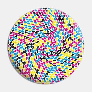 CMYK Twisted Metaballs Pattern (White) Pin