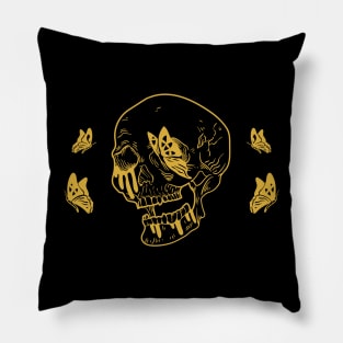 Creepy Skull with Butterflies Pillow