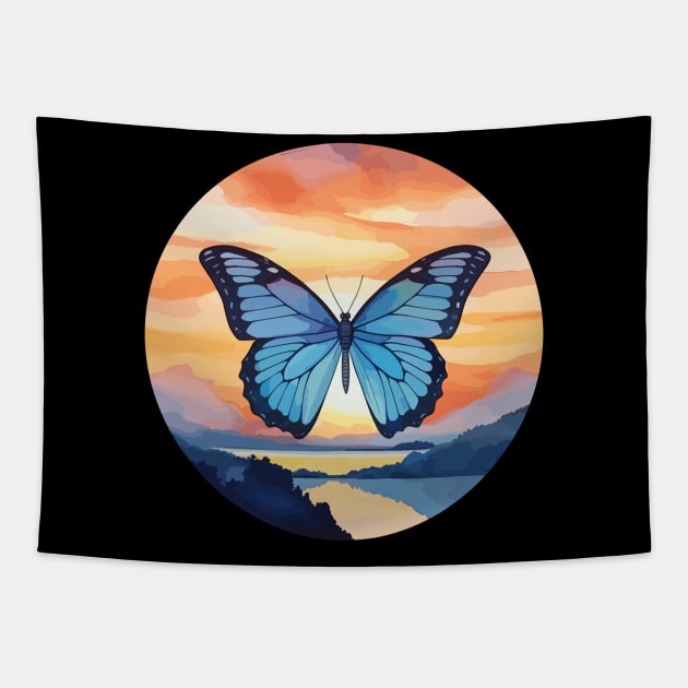 Blue Morpho Butterfly Tapestry by Onceer