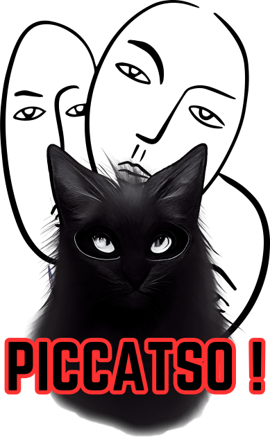 Piccatso! Picasso famous painter Artist black cat art work master piece Kids T-Shirt by Shean Fritts 