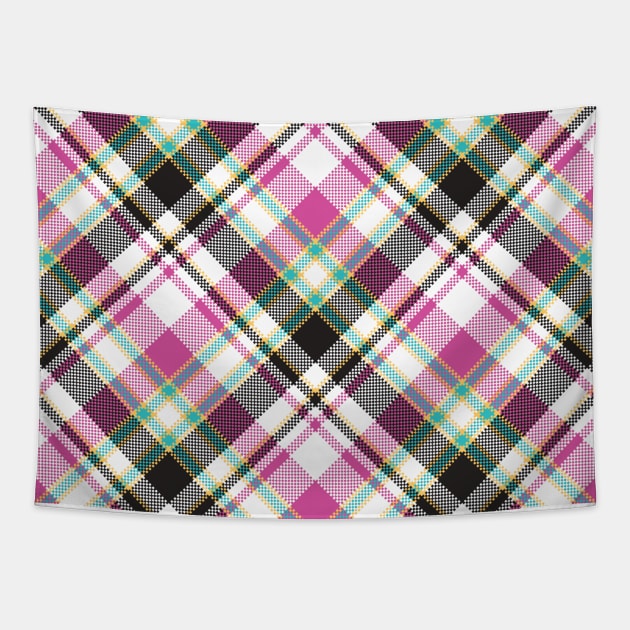 Cute Pink Green And Black Girly Tartan Plaid Tapestry by Printable Pretty