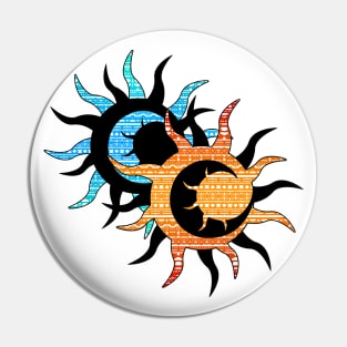 Sun and Moon Inception Inversion Red and Blue Color Pin
