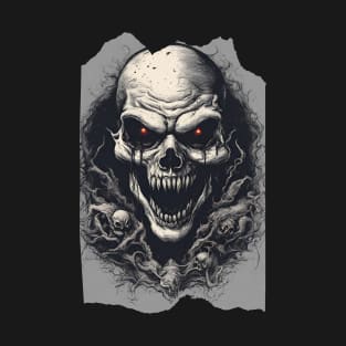 Sinister Dominion Evil Skull Red Eyes Dark Art T-Shirt