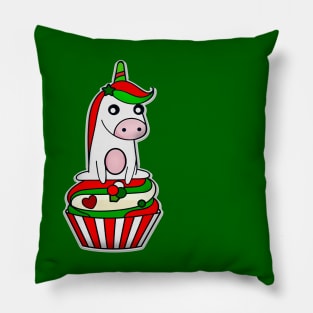 unicorn christmas cupcake Pillow