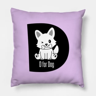 Alphabet D for Dog - Cute Dogs Pillow