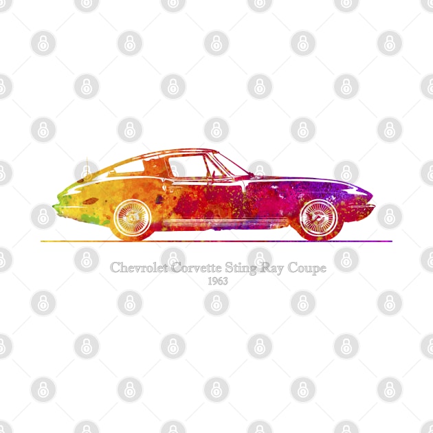 Chevrolet Corvette Sting Ray Coupe 1963 - Colorful Watercolor by SPJE Illustration Photography