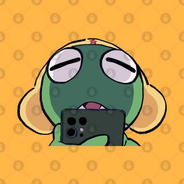 I draw keroro looking at phone / Sergeant Keroro by mudwizard