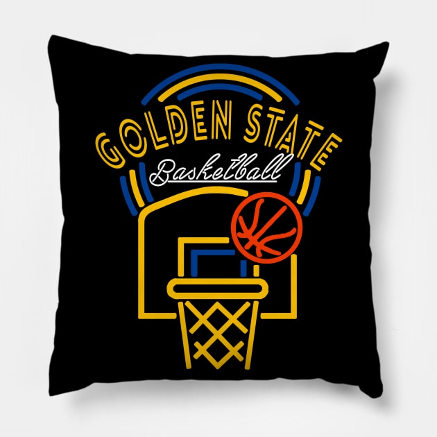 Neon Golden State Basketball Pillow by MulletHappens