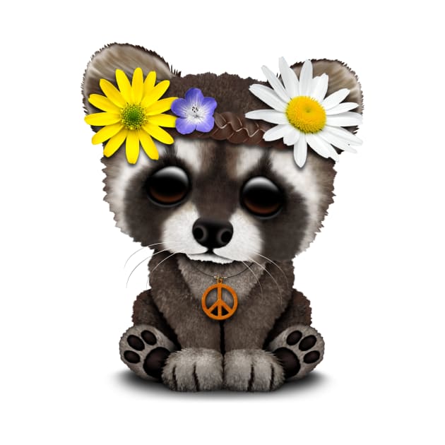 Cute Baby Raccoon Hippie by jeffbartels