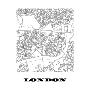 Map of London, England Minimalist Line Drawing T-Shirt