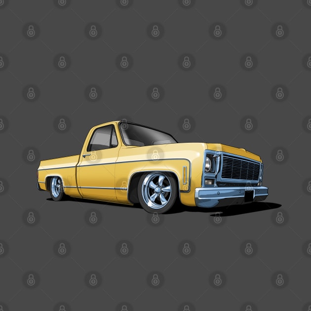 1980 Chevrolet C10 pickup in yellow by candcretro