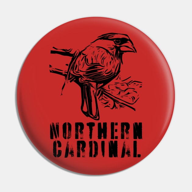 Northern Cardinal BW Pin by Ripples of Time