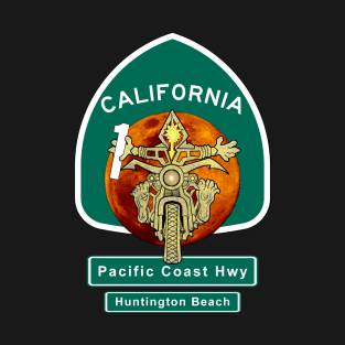 Motorcyclist On Pacific Coast Highway1 Huntington Beach Sunset T-Shirt