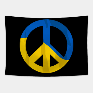 Retro Ukraine Peace Sign with Ukraine Flag Overlay Design Tapestry