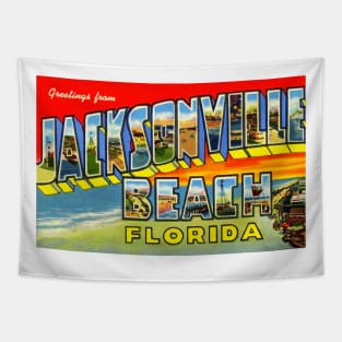 Greetings from Jacksonville Beach, Florida - Vintage Large Letter Postcard Tapestry