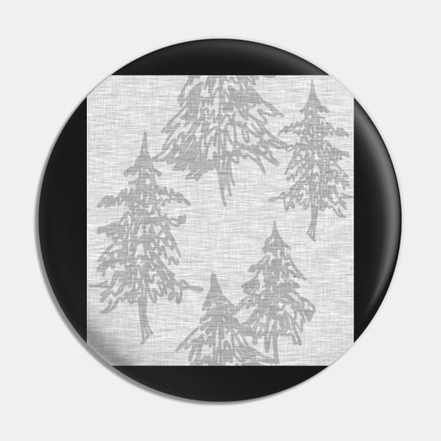 Evergreen Trees - Grey Linen Pin by SugarPineDesign