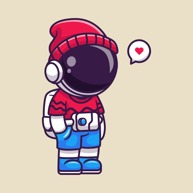 Cute Cool Astronaut Wearing Beanie Hat Cartoon by Catalyst Labs