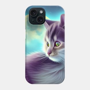 Celestial Silver Cat Phone Case