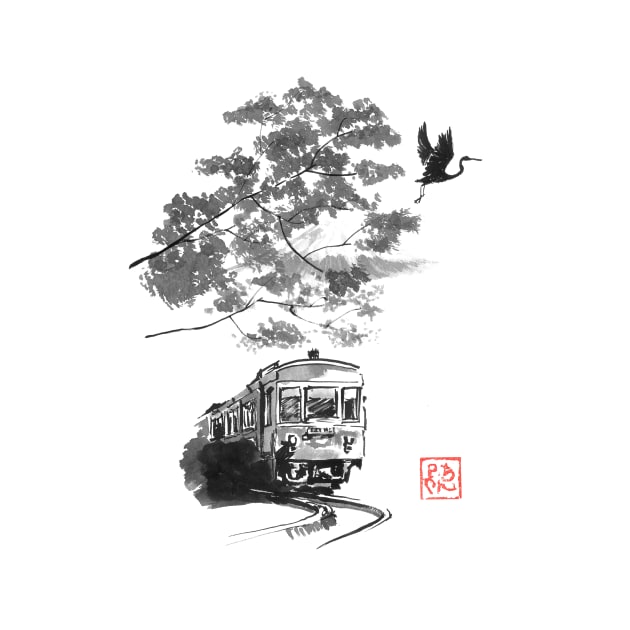 train, stork and fuji by pechane